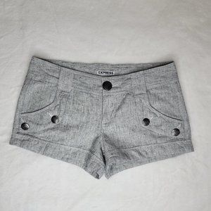 Express Women's White/Gray Linen Blend Shorts Sz. 0
